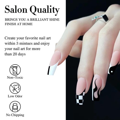 Double Rhythm UV Gel Polish Set - 15ml Pure White & Black Nail Art Kit for DIY Salon Use