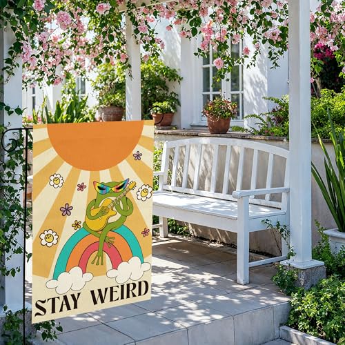Rainbow Frog Garden Flag Outdoor Banner - Summer Garden Decor