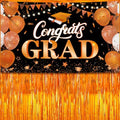 Orange Graduation Banner & Fringe Backdrop Set for Parties and Celebrations