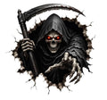Halloween Grim Reaper Wall Decals - 3D Skeleton Sticker for Spooky Decor - Zombie 4