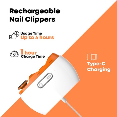 Electric Automatic Nail Clipper Trimmer - 2 in 1 Rechargeable Fingernail File Grinder Cutter for Baby Adults Seniors - Multifunctional Manicure Polisher with LED for Trimming Polishing Nails