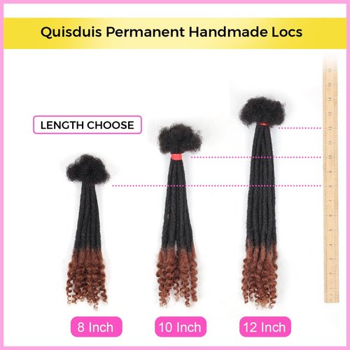8 inch Loc Extensions Human Hair with Curly Ends, 0.4cm Width Permanent Dreadlock Extension Human Hair 20 Strands Natural 1B30 100% Full Handmade Dreads .Dyed and Bleached Pre Curled Drealocks
