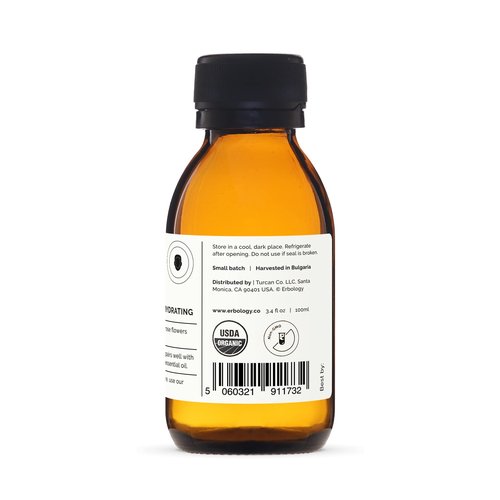 Erbology Organic Rose Water 3.4 fl oz - Distilled from Damask Rose - Premium Food Grade Hydrolate of Rose - Soothes, Hydrates and Calms - Non-GMO - Recyclable Glass Bottle