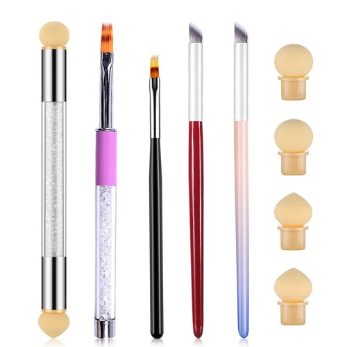 HYWWPFLAY 5Pcs Ombre Nail Brush Nail Sponges for Ombre Nail Gradient Sponges AirBrush French Tip Nail Design Brushes Ombre Brush for Gel Nails Painting Nail Polish Pen Manicure Brush Tool