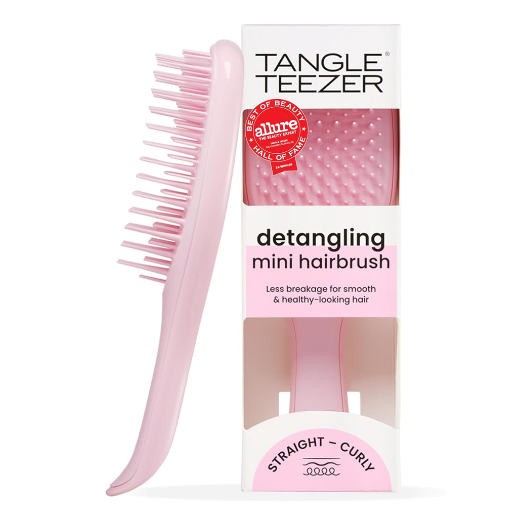 Tangle Teezer Ultimate Detangler Brush - Travel-Size Mini for Straight to Wavy Hair | Millennial Pink, Reduces Breakage