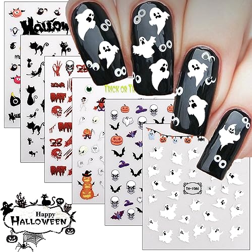 Halloween Glow in The Dark Nail Art Stickers Set - 12 Sheets, Spooky Patterns for DIY Manicure