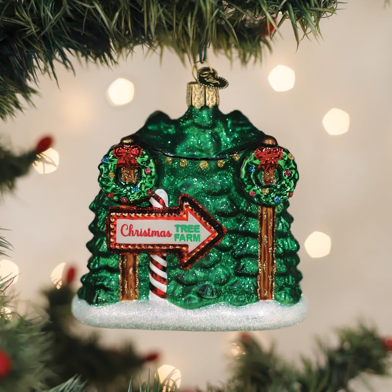 Christmas Tree Farm Glass Ornament - Handcrafted Holiday Decoration