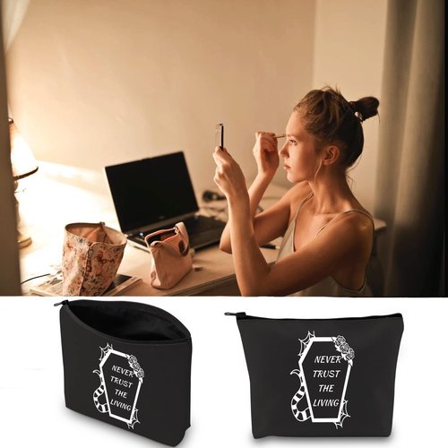 JXGZSO Ghost Movie Gift Horror Movie Cosmetic Bag Halloween Ghost Makeup Bag Never Trust The Living Cosmetic Bag (Never Trust The Living b)