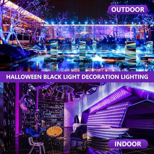 Solar Rechargeable Black Light 2 Pack - UV LED Flood Lights for Party & Decor