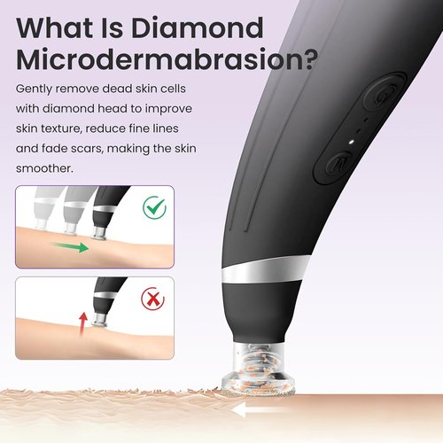 UNOISETION Diamond Microdermabrasion Machine - Rechargeable Facial Tool with 12 Tips for Home & Travel