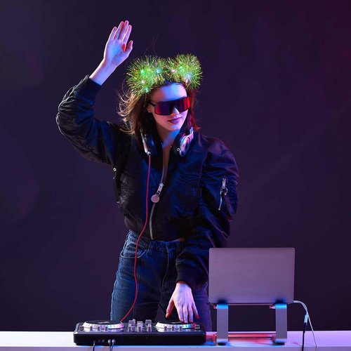 Juexica 16 Pcs Light up Cat Ears Headband with Color Change LED Cat Headband Rave Hair Accessories for New Year Party(Vivid Color)