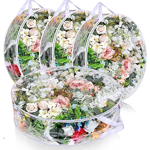 Clear Plastic Wreath Storage Bag - 30 Inch, Waterproof, Set of 4 - Transparent