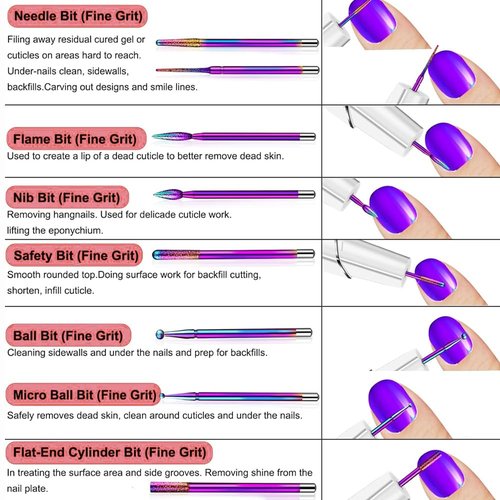 Eyech 30Pcs Nail Drill Bits Kit,Diamond Grinding Head Nail Art Drill Polish Head Kit for Acrylic Gel Nails Cuticle Manicure Pedicure