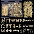Gold Nail Charms Set with Cross Snake Star Heart Dangles - S1 Variation