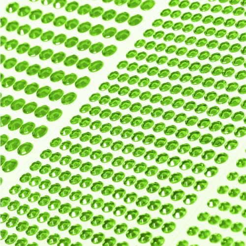Self Adhesive Face Gem Stickers - Rhinestones for Makeup & Crafts, Green