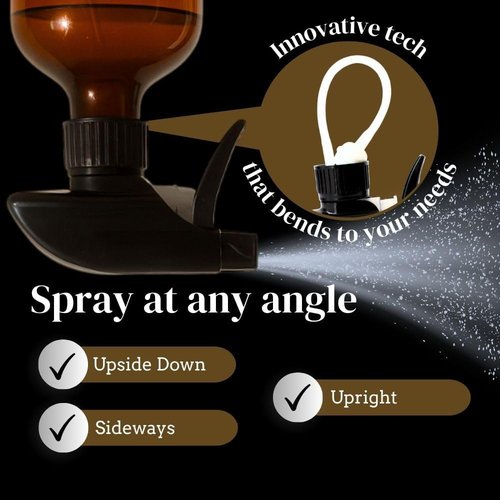 360° Spray Bottle - 16oz (2 Pack) | Versatile Upside Down Amber Plastic Spray Bottles