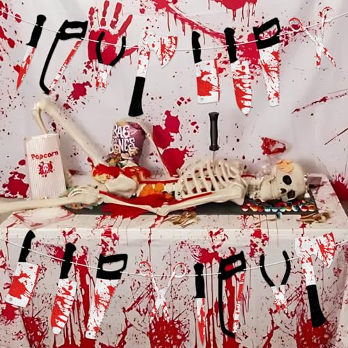 Halloween Bloody Banner Set - Horror Movie Theme Decor for Party, Indoor & Outdoor