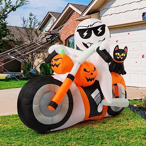 6 Ft Halloween Inflatable Ghost with Pumpkin and LED Lights Outdoor Yard Decor