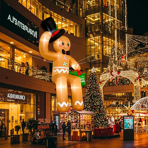 16FT Gingerbread Inflatable Christmas Decor with LED Lights - Sitting Variant