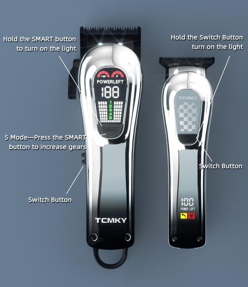 TCMKY Hair Clippers for Men, Professional Clippers and Trimmers Set, Cordless Clippers for Hair Cutting, Beard Trimmer, Barber Clippers, Rechargeable Electric Shaver