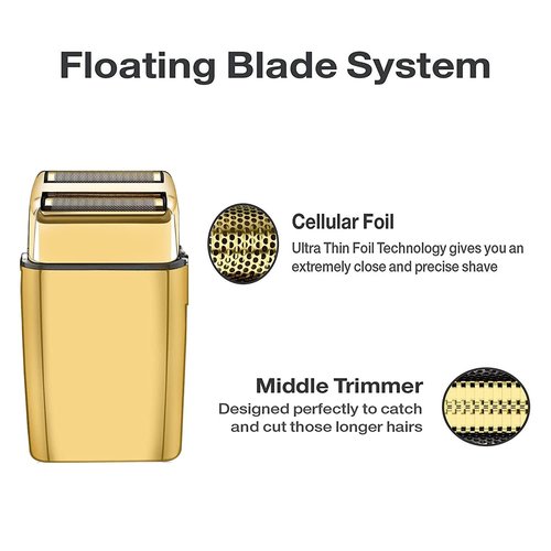 Replacement Foil and Cutters Compatible with BaBylissPRO Double Foil Shaver, Replacement Foil Compatible with BaBylissPRO FXFS2 Shaver, 4 counts (Gold)