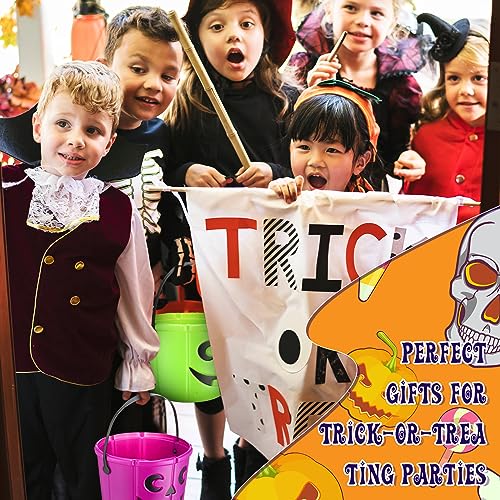 Cute Colorful Halloween Pumpkin Candy Buckets with Handles - 12 Pack