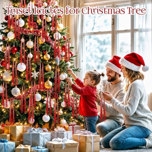 Red Tinsel Icicles for Christmas Tree - 3000 Strands, 18 Inches - Variation of THIS listing