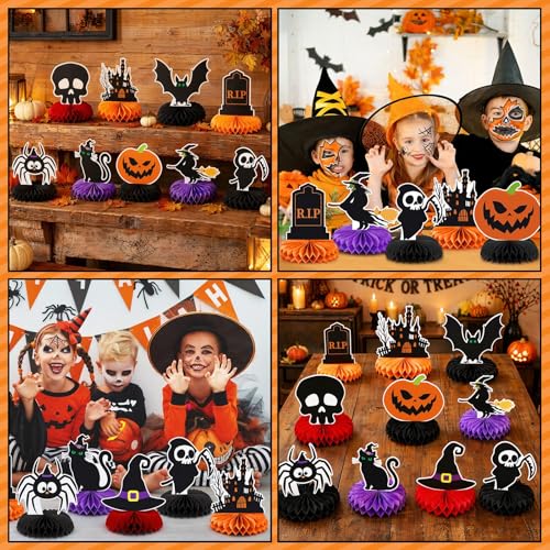 Black Halloween Table Decorations 10Pcs Spooky Honeycomb Centerpieces - Festive Party Decor
