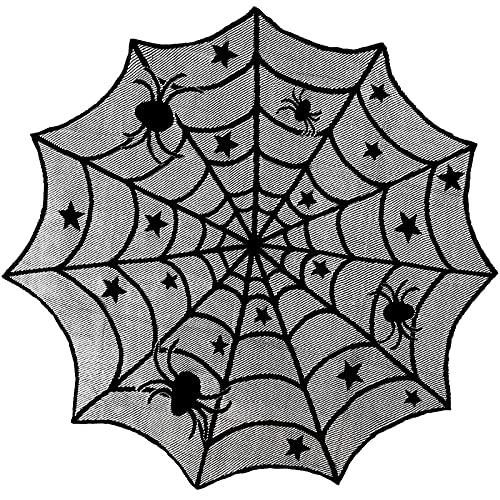 Halloween Lace Spiderweb Tablecloth Set - Black, Reusable Decor for Parties