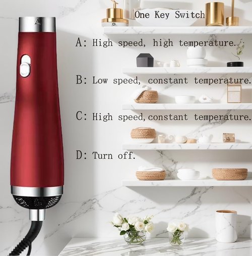 **Skiennix Portable Hair Dryer - High-Speed Travel Hair Dryer with Negative Ion Technology | 3 Heat/Speed Settings, Low Noise, Red**