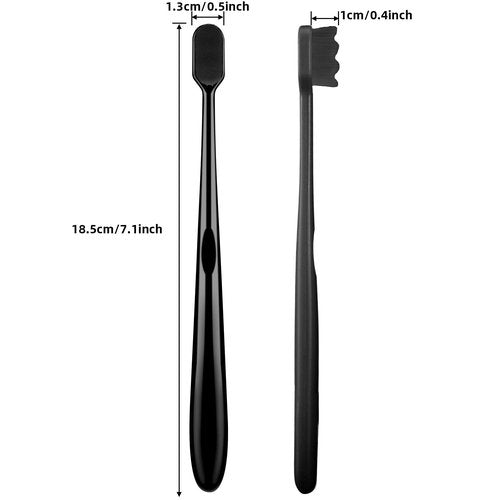 Patelai Micro Nano Toothbrush Set - 8 Pcs with 20,000 Extra Soft Charcoal Bristles for Sensitive Teeth | Black
