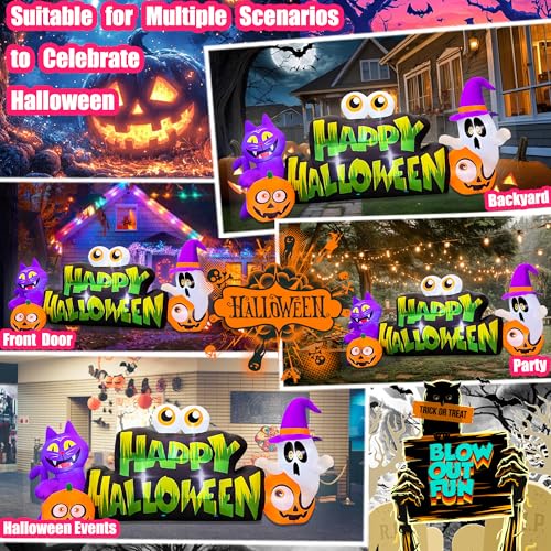 10FT Halloween Inflatable Ghost Pumpkin Eyeballs Cat Banner Outdoor Decoration