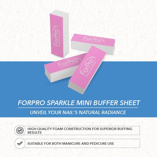 ForPro Professional Collection Sparkle Mini Buffer Sheet, Pre-Cut, Double-Sided Manicure & Pedicure Nail Buffers, Pink 400/White 4000 Grit, 39-Count (Pack of 6)
