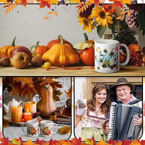 Fall Pumpkin Coffee Mug Set - 12oz Ceramic Drinkware with Handle, Autumn Gift