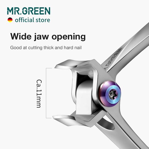 MR.GREEN Nail Clippers Wide Jaw Opening Stainless Steel Fingernail Clipper Thick Hard Toenail Cutter Manicure Scissors Tools (Nail Clipper (Large))
