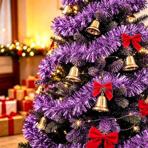 Lilac 33Ft Christmas Garland Decorations Tinsel Streamers for Holiday Home Decor
