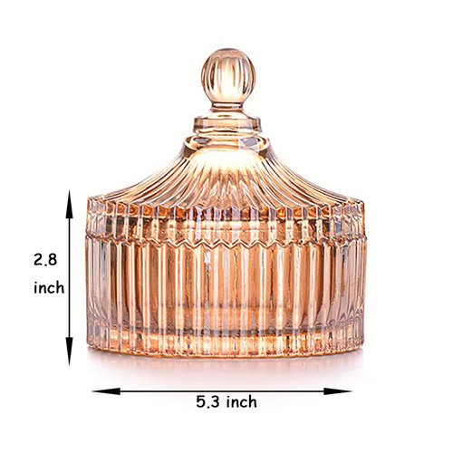 2 Pack Extra Large 5.2" Beige & Purple Powder Puffs and 5.3" Glass Container – Oversized Soft Body & Face Large Powder Puff Dusting Powder Jar Holder Case(Amber Glass)