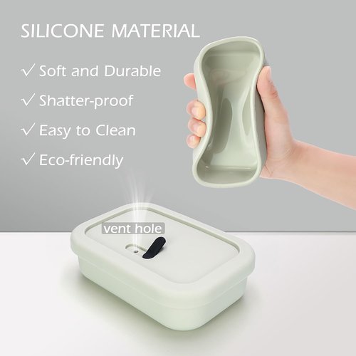 AIDIMMING Travel Soap Case - Enhanced Leak Proof Shatterproof Silicone Holder for Shampoo Bars | Offwhite
