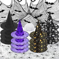 Halloween Witch Hat Decorations Set - 16 Hats 36 Bats 30 Spiders for Spooky Party Decor