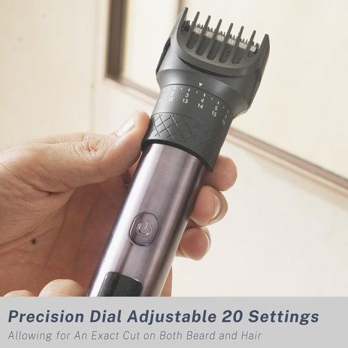 Beard Trimmer and Clippers Set for Men with Foil Shaver, Professional 3-IN-1 Mens Shaving Fades Kit with Nose Trimmer, IPX7 Waterproof Wet/Dry, Precise Dial Adjustable 20 Settings, USB-C Rechargeable
