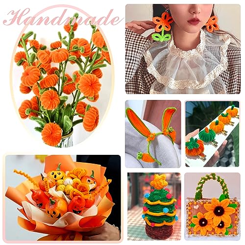 Orange Pipe Cleaners 100pcs Chenille Stems for Crafts & DIY Projects