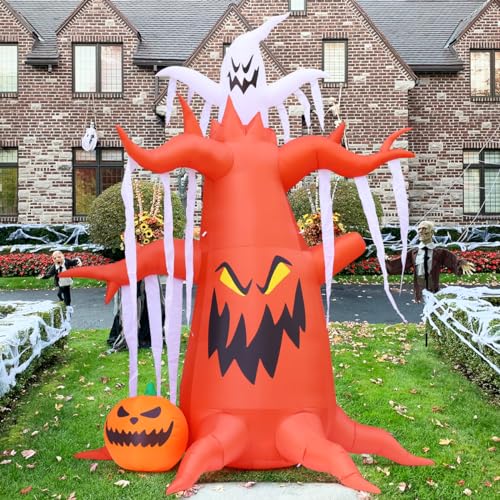 10 FT Halloween Inflatable Dead Tree with Ghost and Pumpkin Outdoor Decor