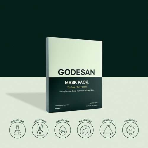GODESAN Hydrogel Face Mask Pack 10pcs - Rich Collagen, Deep Moisture, Tea Tree, All skin type, Hyaluronic