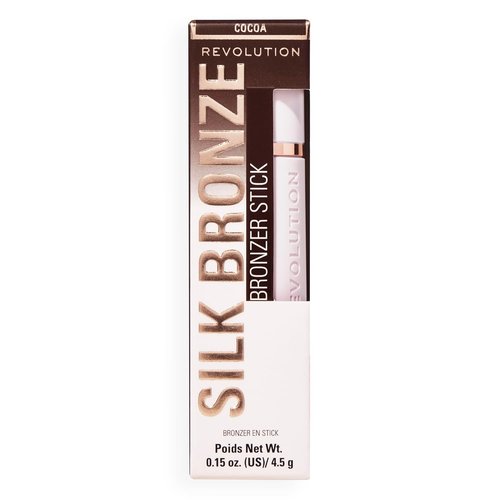 Revolution Beauty London Skin Silk Bronzer Stick - Buildable Cream-to-Powder Formula, Dark Cocoa, 0.15 oz