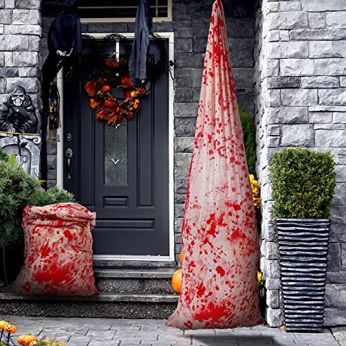 Halloween Bloody Body Bag Decorations - Creepy Gauze Hanging Props, Pack of 4