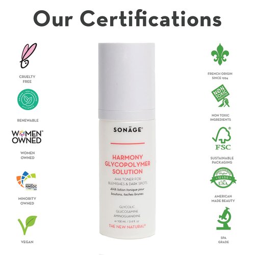 Sonage Harmony Glycolic Peel: Pro Spa Strength Exfoliation for Glowing Skin | Chemical Exfoliant Renews & Refines Texture