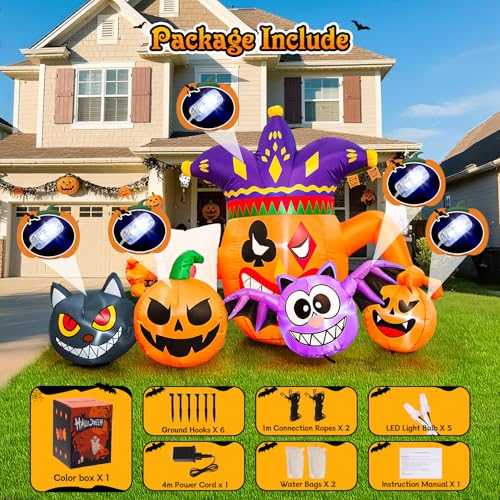 Halloween Inflatable Jack o' Lantern with Cat - 5FT Lighted Yard Decor - D202