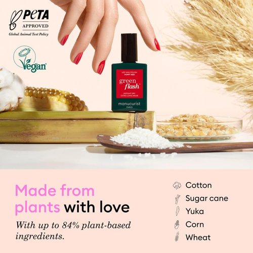 Manucurist Green Flash Gel Nail Polish - Sheer Pale Pink Hortencia - Vegan & 12-Free - Strengthens Nails - 0.5 fl oz