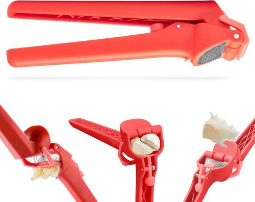 Dreamfarm Garject Lite Garlic Peeler & Press - 2-In-1 Mincer with Ejector | Red Nylon Design