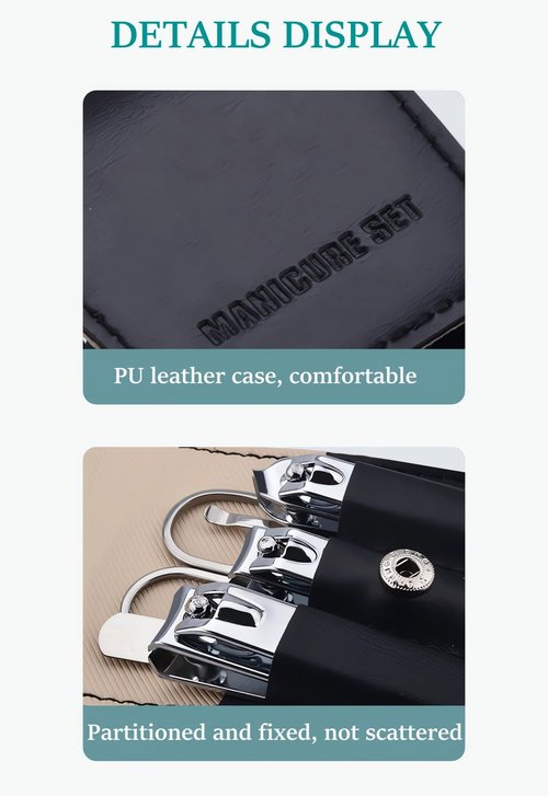 Nail Clipper Set, 6 Pcs Toenail Clippers, Stainless Steel Fingernail Clipper, and PU Leather Manicure Set, Purse Essentials Travel Nail Kit Gift Ideas